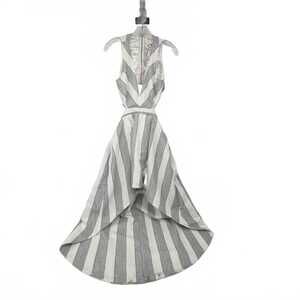 L’atiste Gray/White Linen High/Low Dress | Women’s Size M, Regular